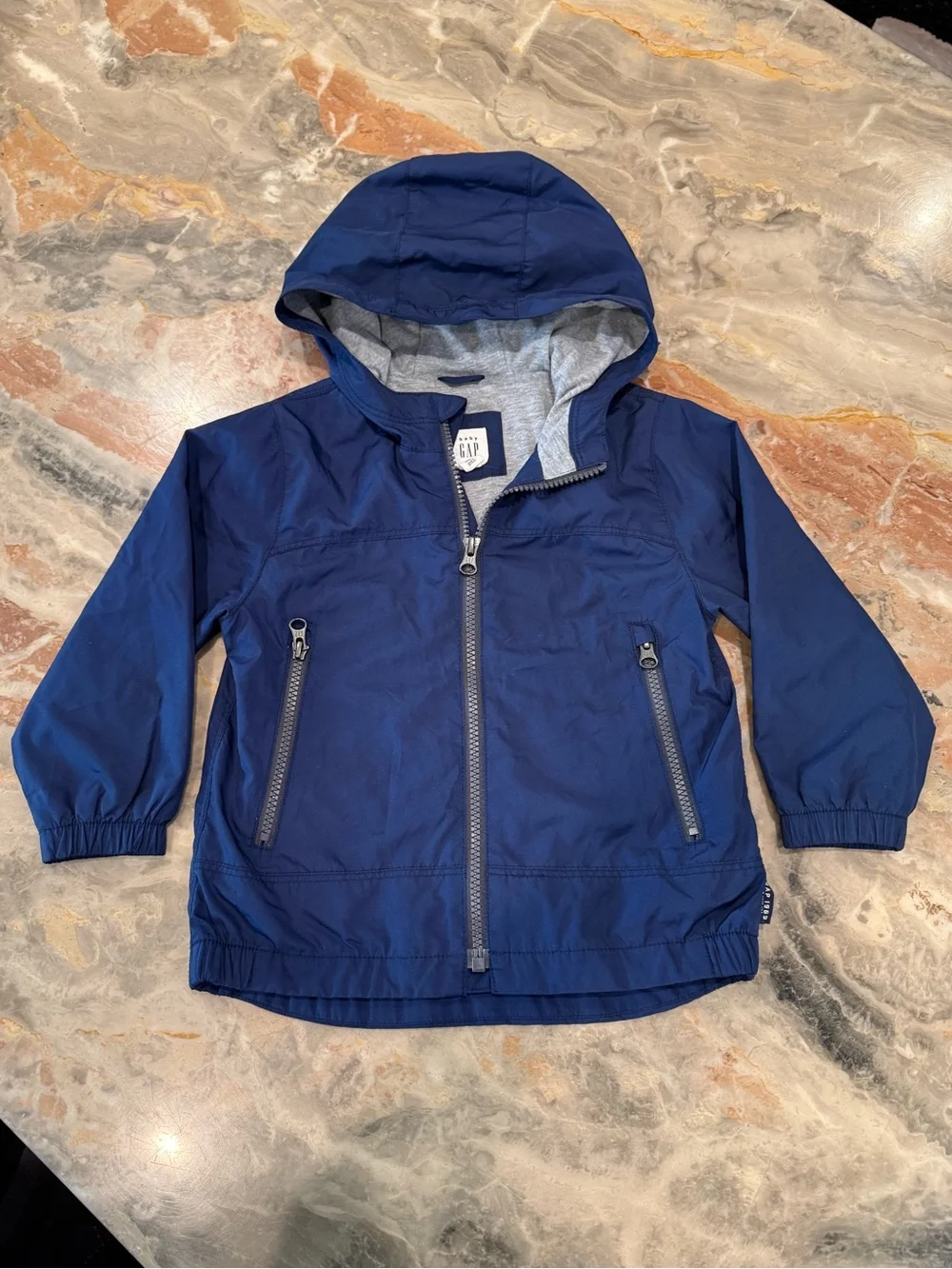 Baby Gap Boys Navy Blue Hooded Windbreaker Jacket 3T